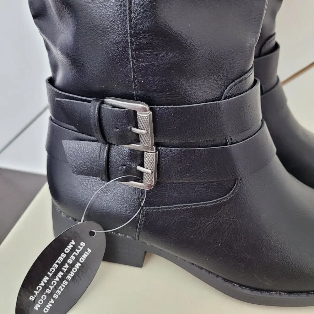 NEW Style & Co. Womens Maliaa Black Knee-High Boots 6M Man-Made Upper & Sole